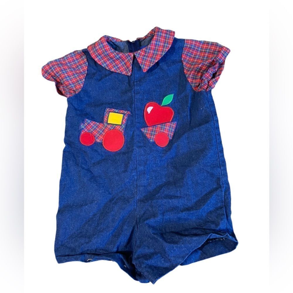 Vintage Infant Train Apple Outfit Onesie